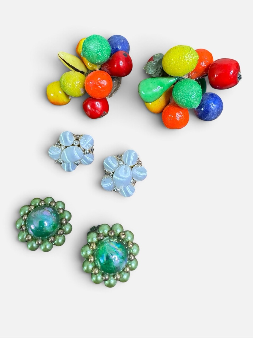 Vintage Earrings For Wear or Crafting Fruit Posts and Clip-on Clusters